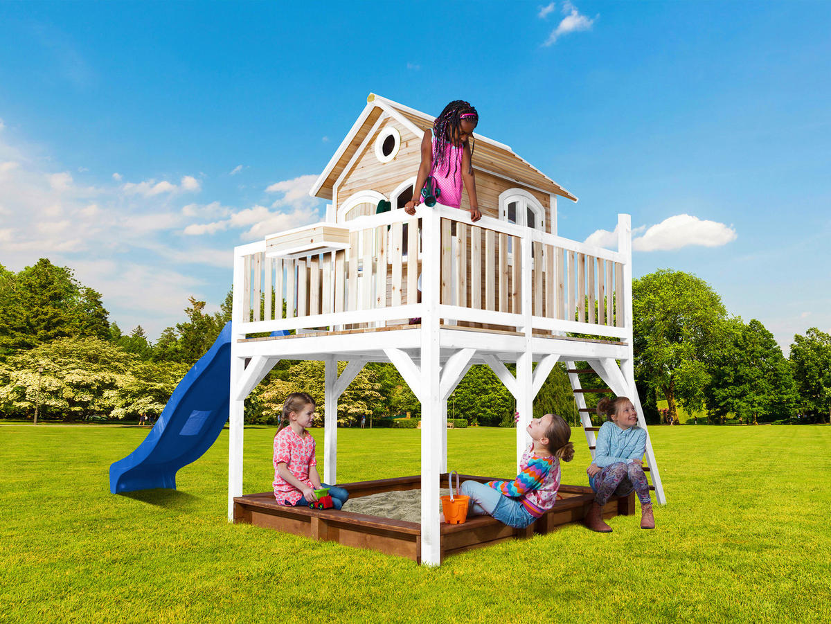 SPIELTURM 377/291/255 cm  - Blau/Braun, KONVENTIONELL, Holz (377/291/255cm) - Ambia Garden