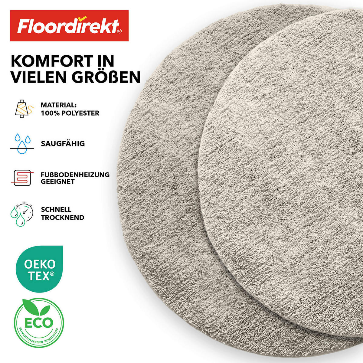 BADEMATTE SKY Elfenbein 95 cm  - Elfenbein, Basics, Kunststoff/Textil (95cm) - Floordirekt