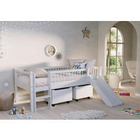 SPIELBETT Absturzsicherung, Leiter, Rutsche, Rollrost, Bettschublade 90/200 cm  in Weiß  - Naturfarben/Weiß, MODERN, Holz (90/200cm) - MID.YOU