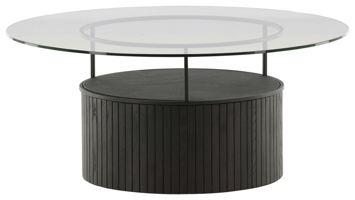 COUCHTISCH in Holz, Glas 90/90/40 cm  - Klar/Schwarz, Design, Glas/Holz (90/90/40cm) - Livetastic