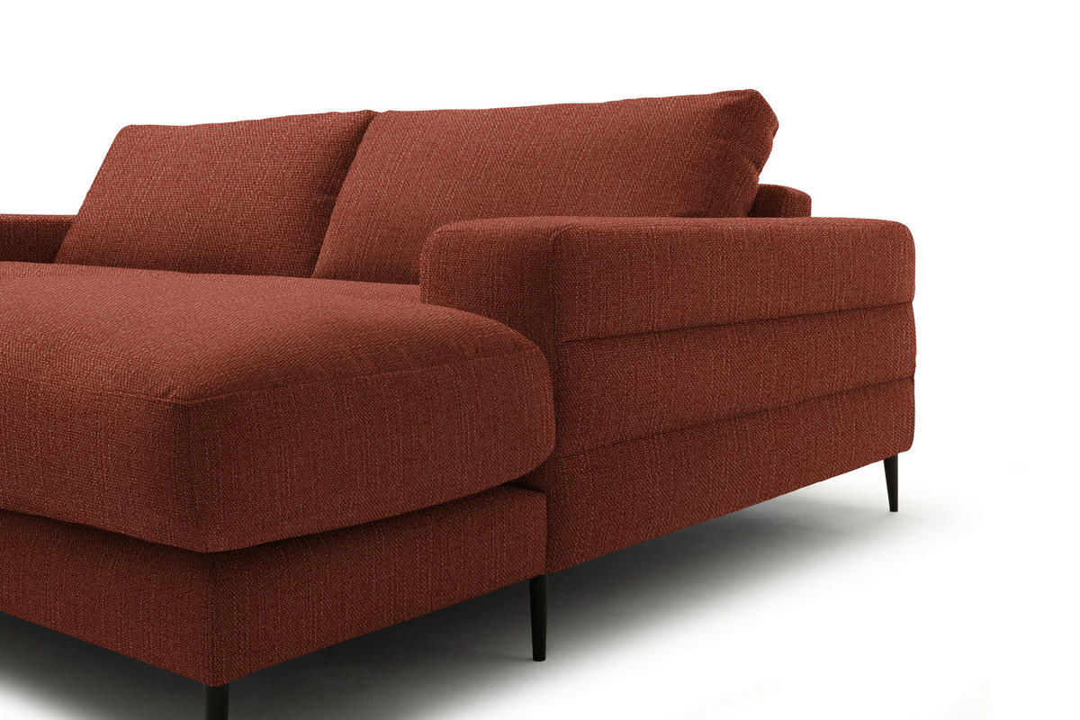 ECKSOFA in Flachgewebe Rostfarben  253/177 cm  - Rostfarben/Schwarz, Design, Textil/Metall (253/177cm) - Dieter Knoll