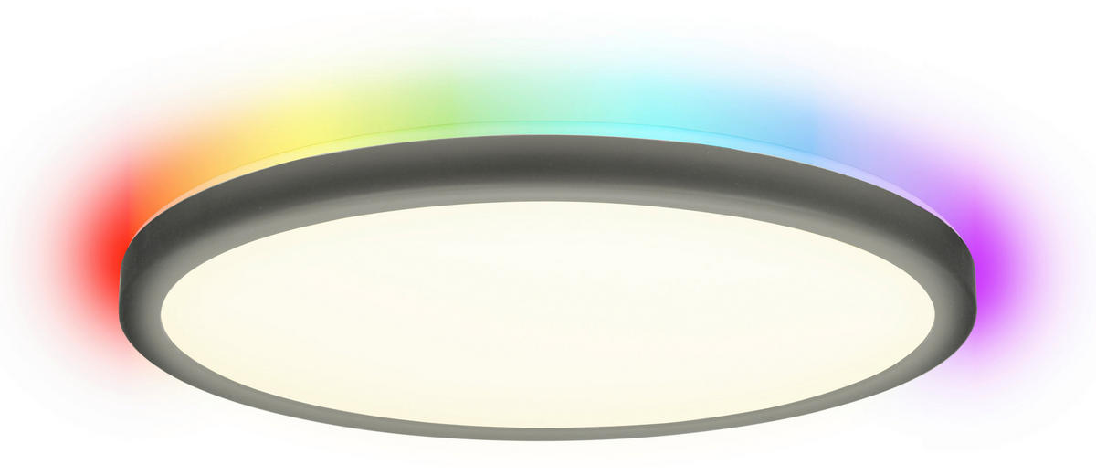 LED-DECKENLEUCHTE TWICE RGB 42/2,9 cm  - Schwarz, Design, Kunststoff (42/2,9cm)