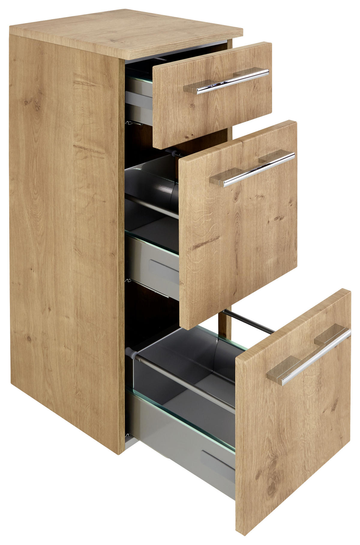 MIDISCHRANK 30/81,9/30 cm  - Chromfarben/Eichefarben, Design, Holzwerkstoff/Metall (30/81,9/30cm)