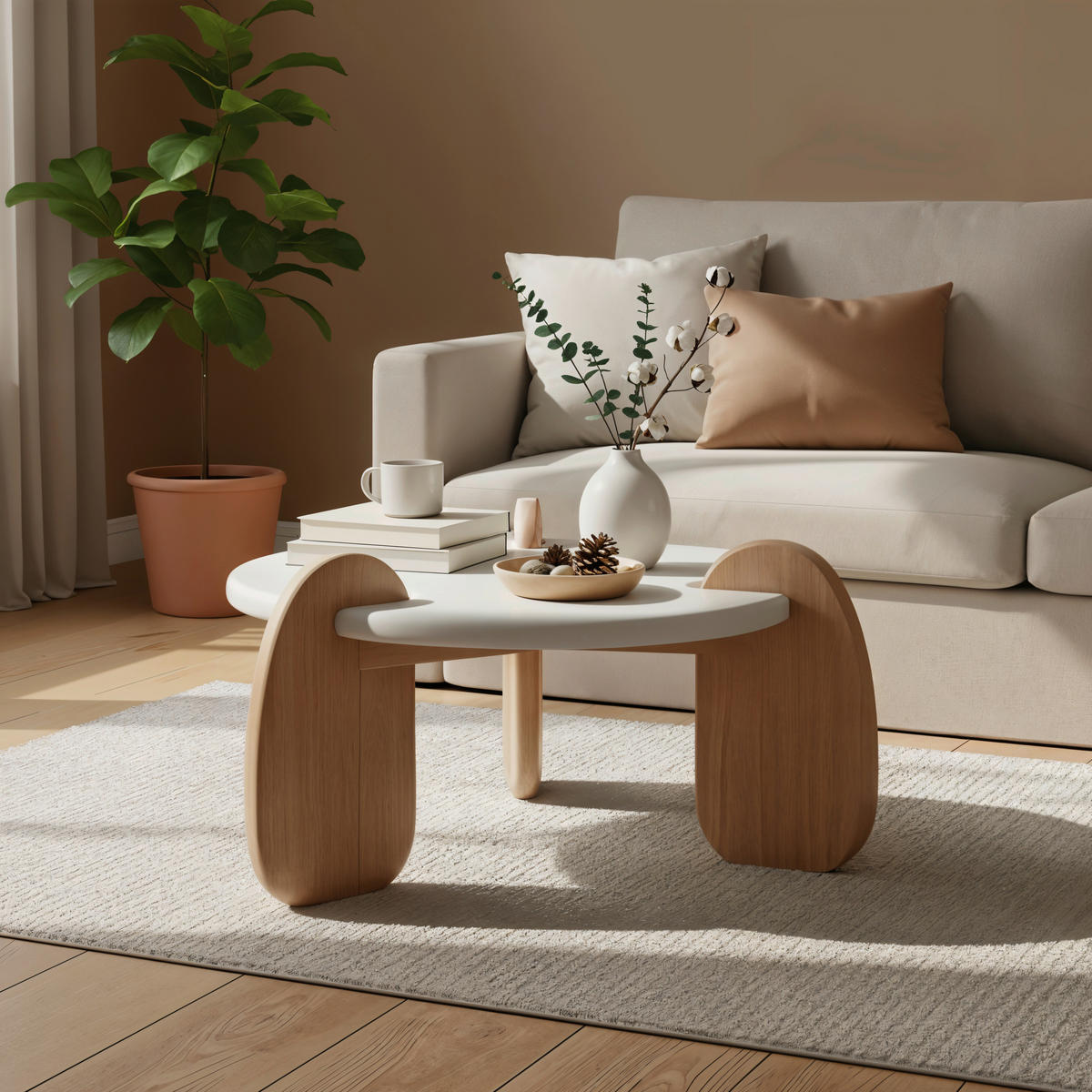 COUCHTISCH in Holz, Holzwerkstoff 80/80/45 cm  - Naturfarben/Weiß, Design, Holz/Holzwerkstoff (80/80/45cm) - MID.YOU