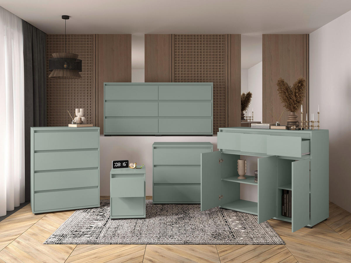 KOMMODE , 80,1/78,8/48 cm, 3 Schublade(n)  - Anthrazit/Graugrün, Design, Holzwerkstoff/Kunststoff (80,1/78,8/48cm) - Carryhome