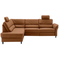 ECKSOFA Lederlook Cognac  - Cognac/Schwarz, Modern, Holz/Textil (190/266cm) - Livetastic