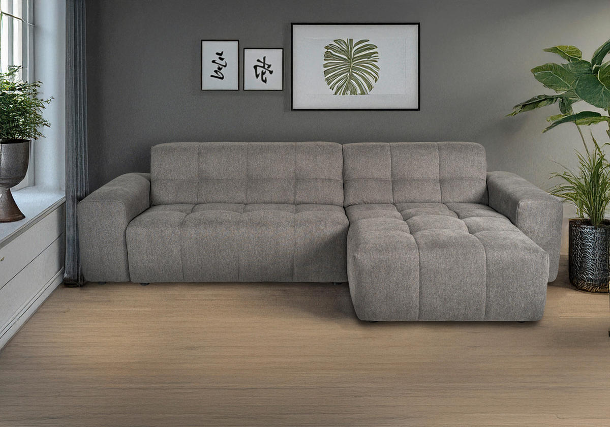 ECKSOFA Taupe Webstoff  - Taupe/Schwarz, KONVENTIONELL, Kunststoff/Textil (301/160cm) - Carryhome