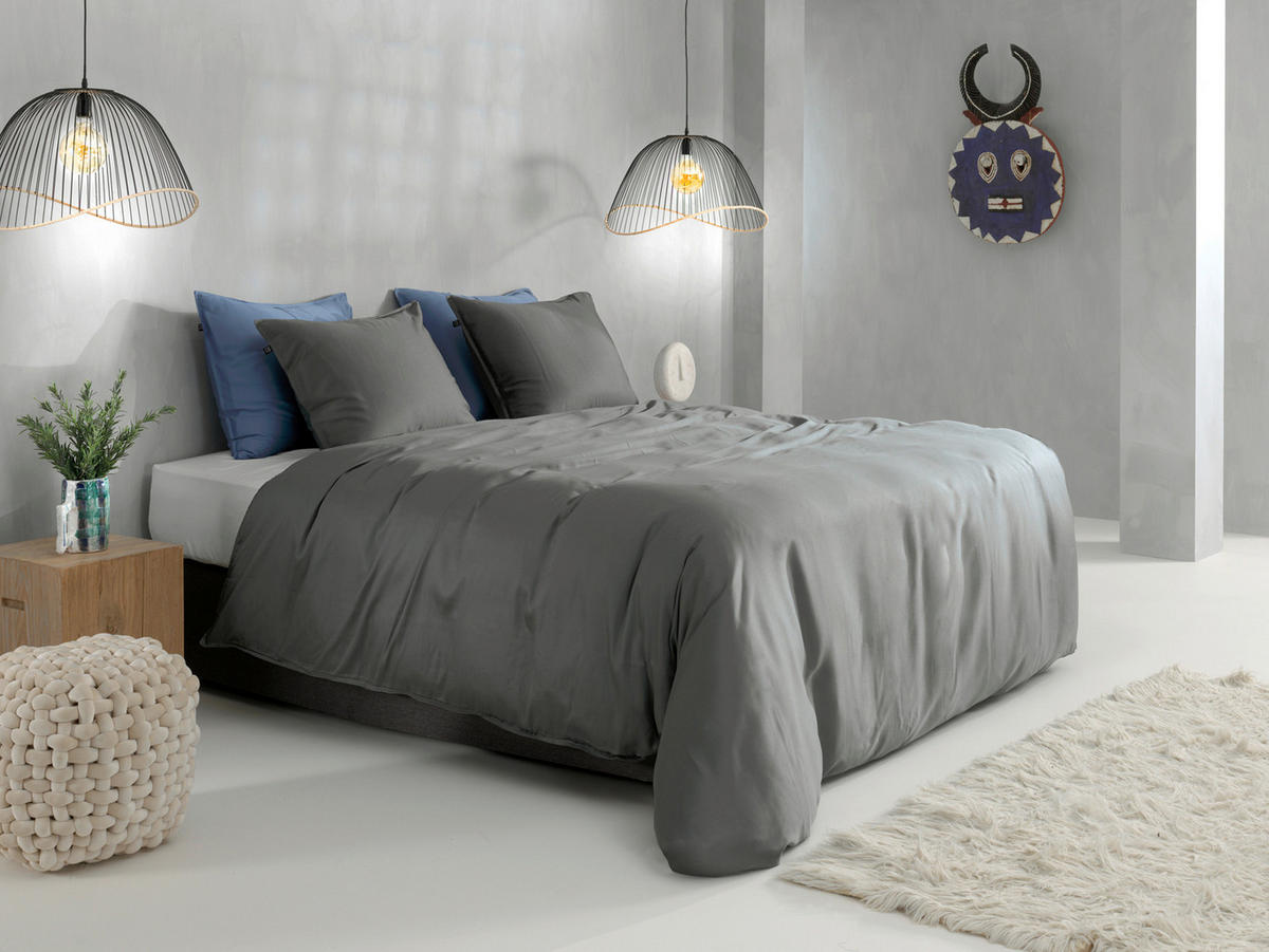 BETTWÄSCHE Satinado Makosatin 155/220 cm  - Dunkelgrau, Basics, Textil (155/220cm)