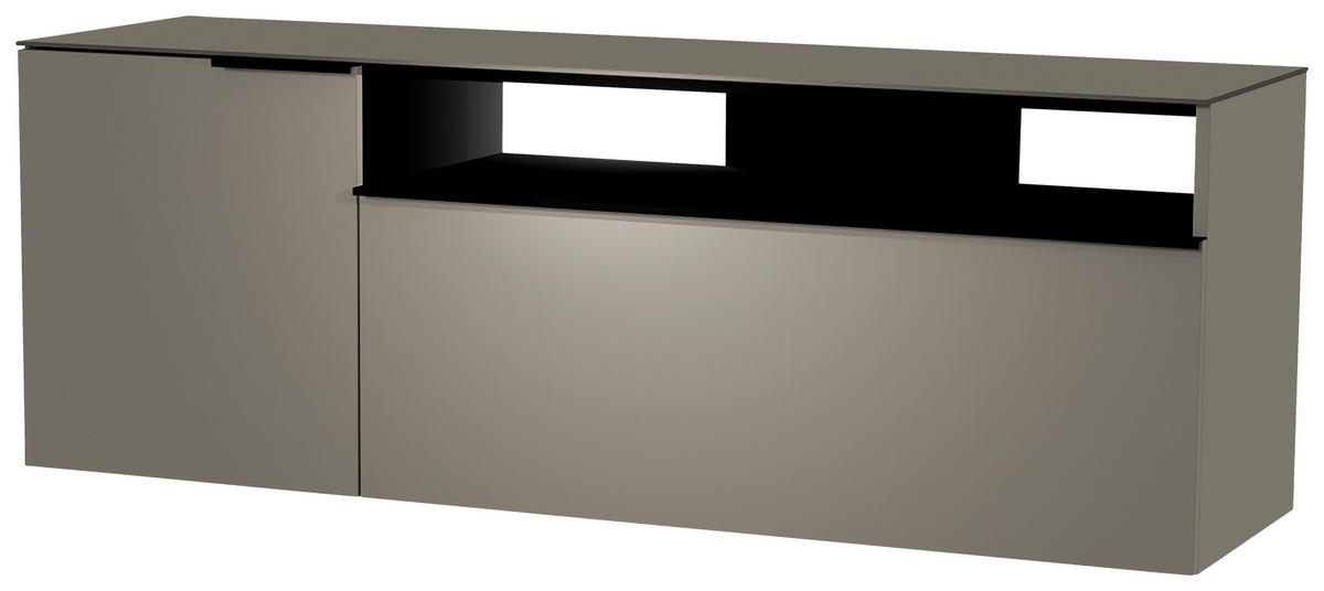 LOWBOARD  in 160/56/45 cm  - Schwarz/Grau, Design, Glas/Holzwerkstoff (160/56/45cm) - Moderano