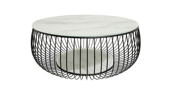 COUCHTISCH ESG 86/86/35 cm rund Schwarz, Weiß - Schwarz/Weiß, Design, Glas/Metall (86/86/35cm) - Novel