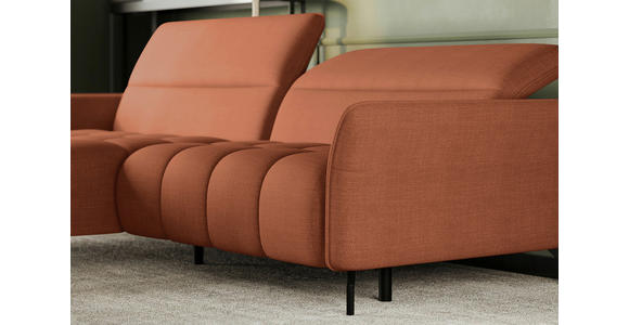 ECKSOFA Rostfarben Flachgewebe Rücken echt, Kopfteilverstellung, Sitztiefenverstellung  - Rostfarben/Schwarz, KONVENTIONELL, Textil/Metall (175/272cm) - Carryhome