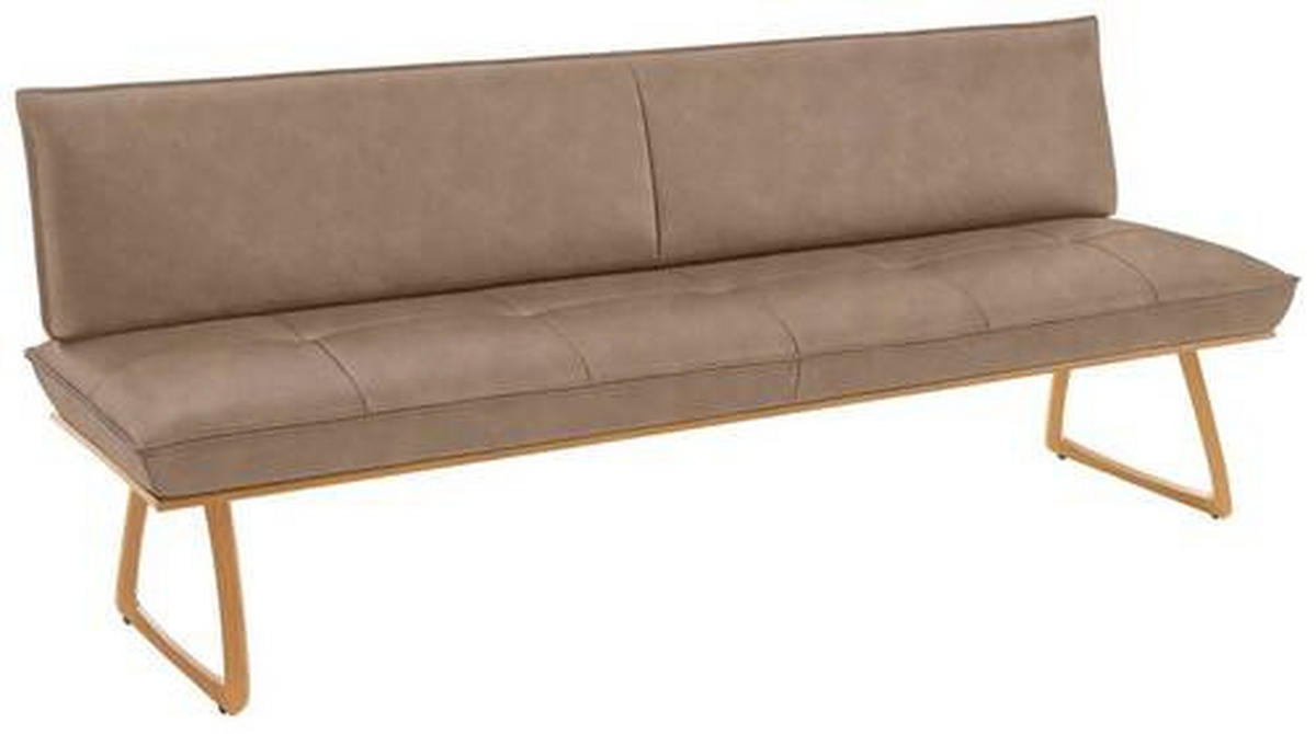 SITZBANK 214/88/66 cm Echtleder Beige, Wildeiche Wildeiche furniert, massiv Holz  - Wildeiche/Eichefarben, Design, Leder/Holz (214/88/66cm) - Koinor