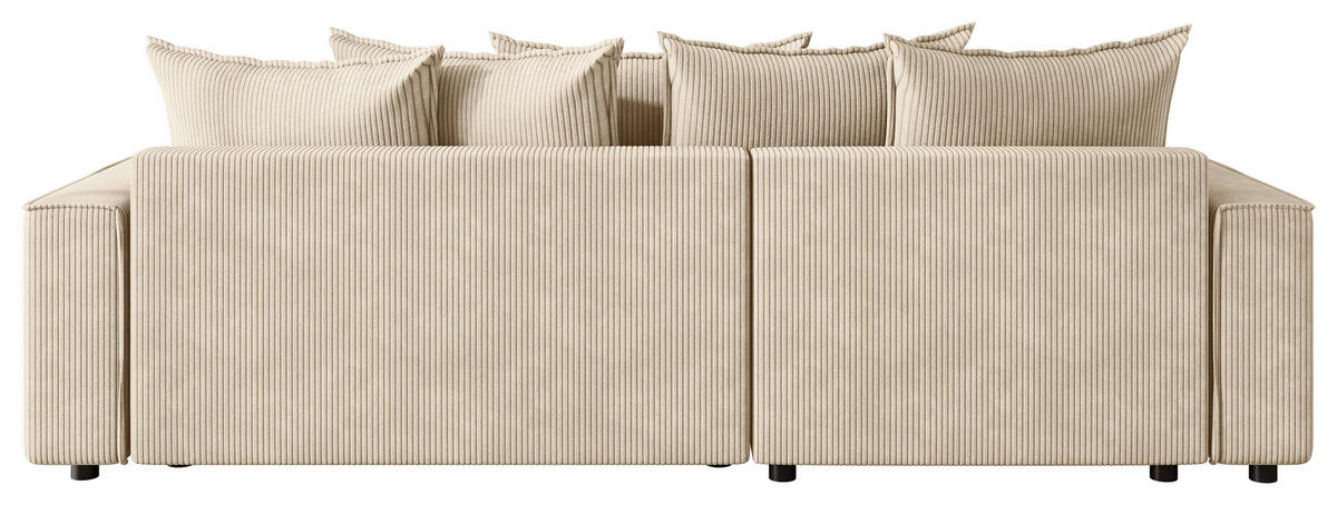ECKSOFA 190/280 cm MERO in Cord Creme Zierkissen, Rückenkissen, Bettkasten  190/280 cm  - Creme/Schwarz, MODERN, Kunststoff/Textil (190/280cm) - MID.YOU