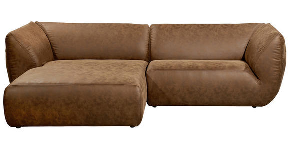 ECKSOFA in Lederlook Cognac  - Cognac/Schwarz, KONVENTIONELL, Kunststoff/Textil (175/278cm) - Carryhome