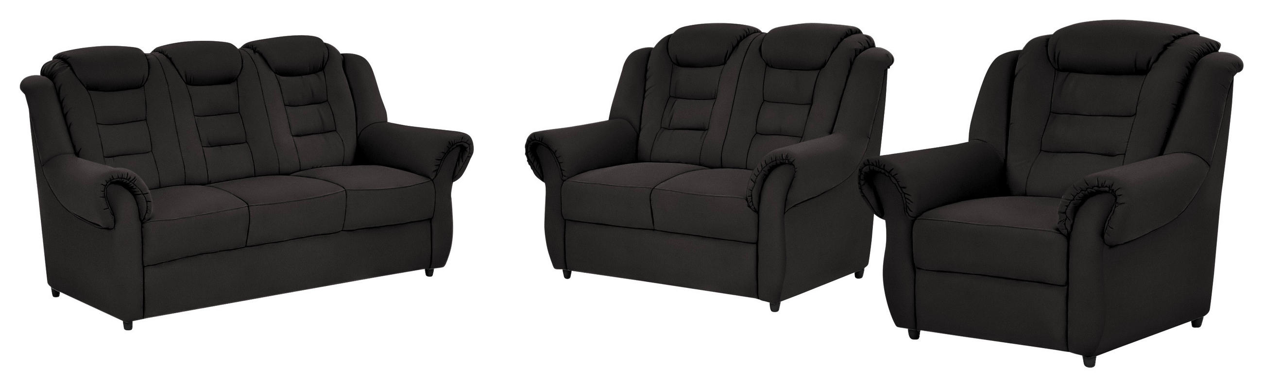 SITZGARNITUR in Lederlook Schwarz - Schwarz, Konventionell, Kunststoff/Textil - Livetastic
