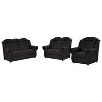SITZGARNITUR in Lederlook Schwarz  - Schwarz, Konventionell, Kunststoff/Textil - Livetastic