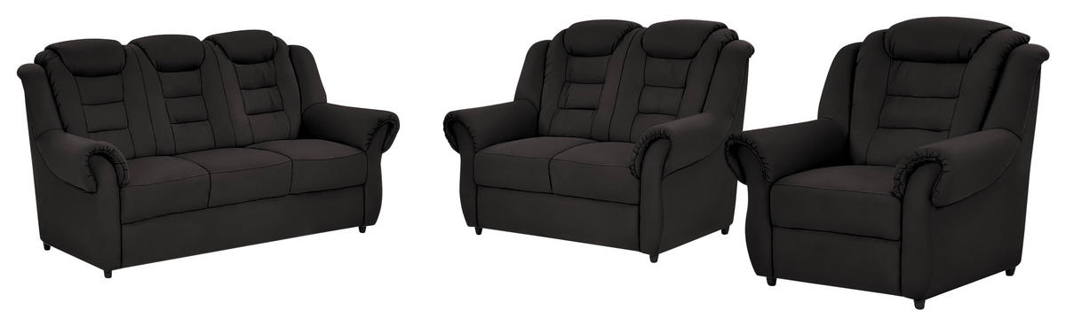 SITZGARNITUR in Lederlook Schwarz  - Schwarz, Konventionell, Kunststoff/Textil - Livetastic