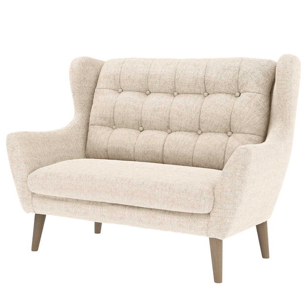 2-SITZER-SOFA in Webstoff Silberfarben - Eichefarben/Silberfarben, Konventionell, Holz/Textil (144/107/94cm) - Trendmanufaktur