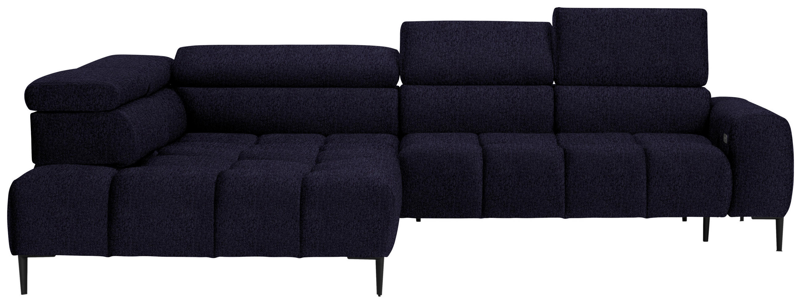 ECKSOFA in Samt, Webstoff Schwarz  - Schwarz, Design, Textil/Metall (216/300cm) - Welnova