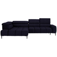 ECKSOFA in Samt, Webstoff Schwarz  - Schwarz, Design, Textil/Metall (216/300cm) - Welnova