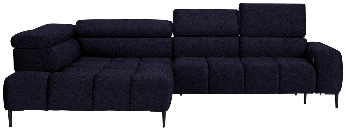 ECKSOFA in Samt, Webstoff Schwarz  - Schwarz, Design, Textil/Metall (216/300cm) - Welnova