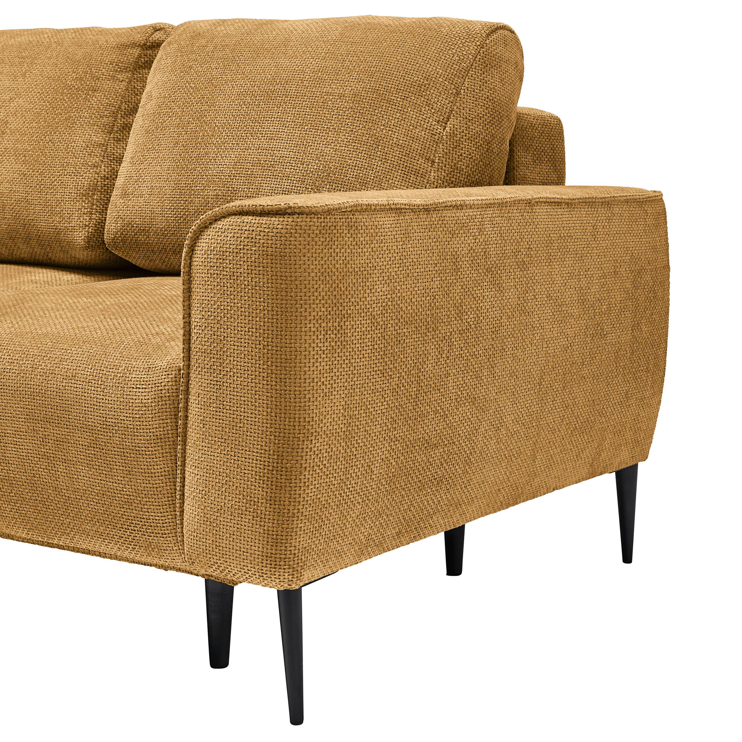 ECKSOFA in Webstoff Bernsteinfarben  - Bernsteinfarben/Schwarz, Modern, Textil/Metall (164/255cm) - MID.YOU