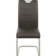 SCHWINGSTUHL  in Edelstahl Lederlook  - Edelstahlfarben/Braun, Design, Textil/Metall (43/98/58cm) - Xora