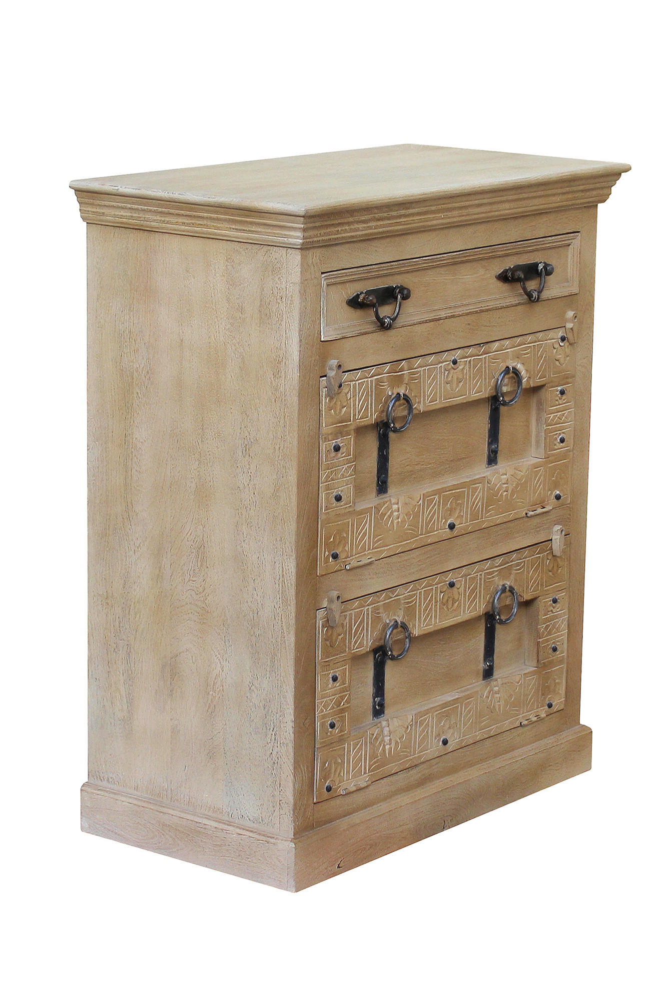 SCHUHSCHRANK Mangoholz massiv Naturfarben  - Schwarz/Naturfarben, Design, Holz/Metall (85/102/45cm) - MID.YOU