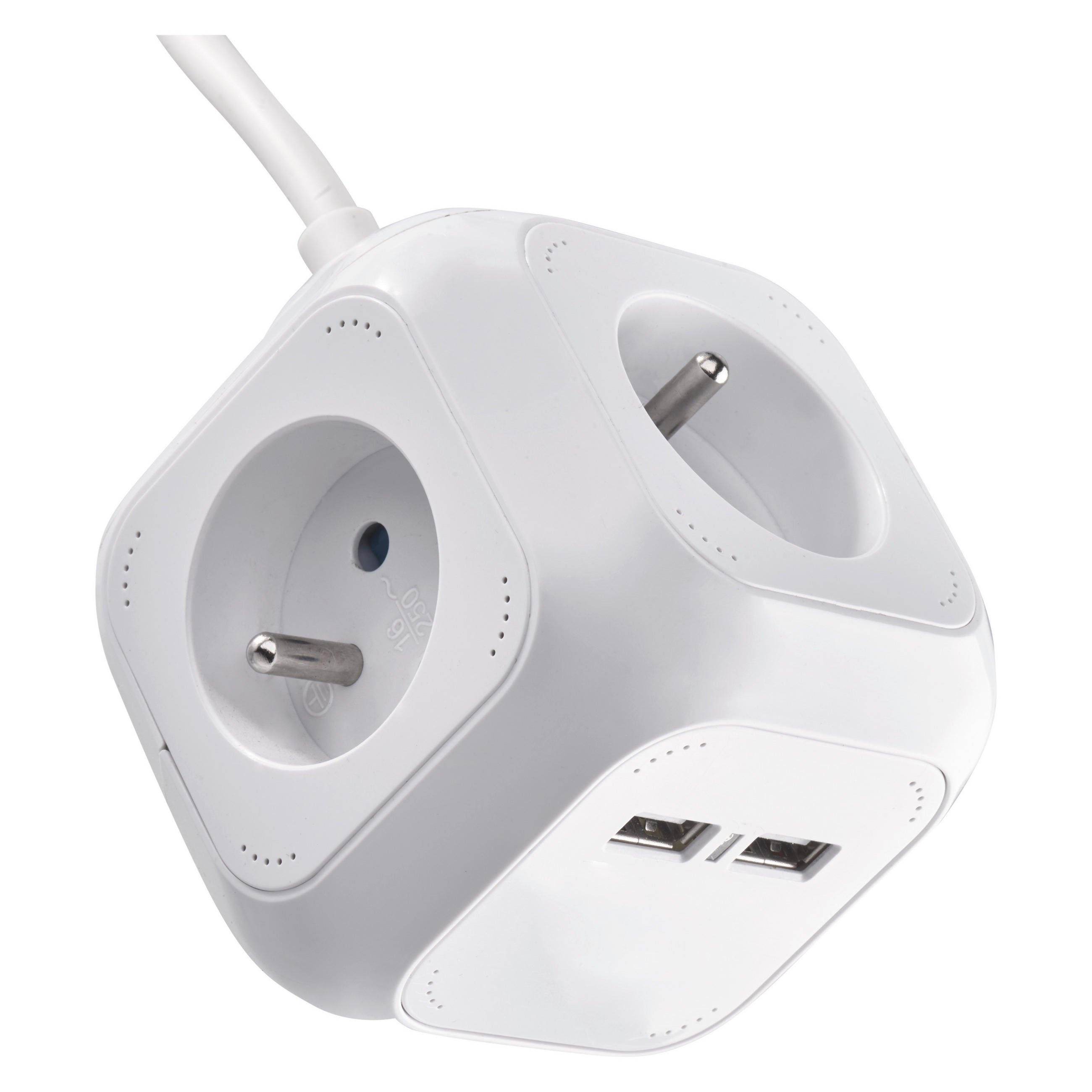 PRODLUŽOVACÍ KABEL   - bílá, Design, plast (12.5/10.5/10.5cm)