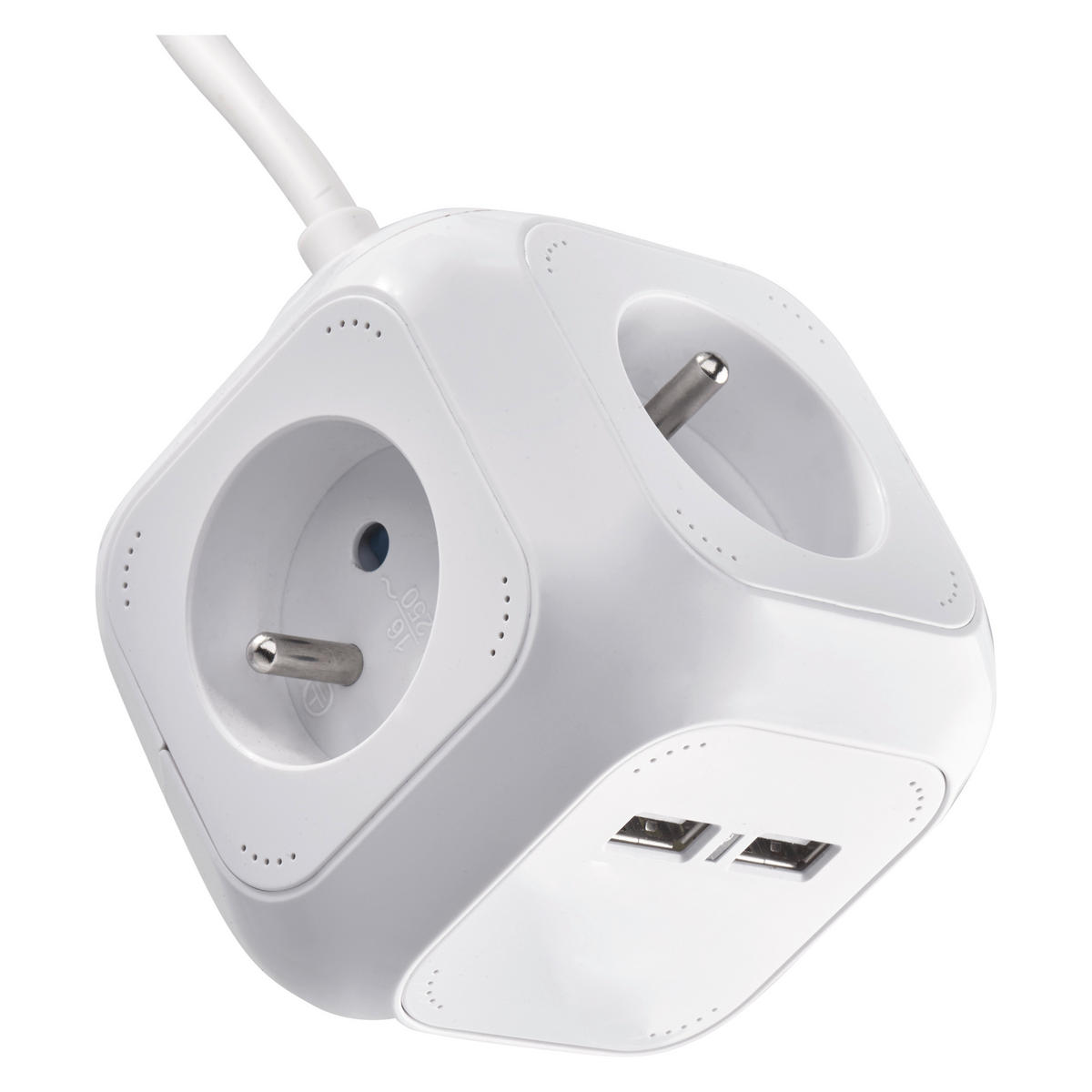PRODLUŽOVACÍ KABEL   - bílá, Design, plast (12.5/10.5/10.5cm)