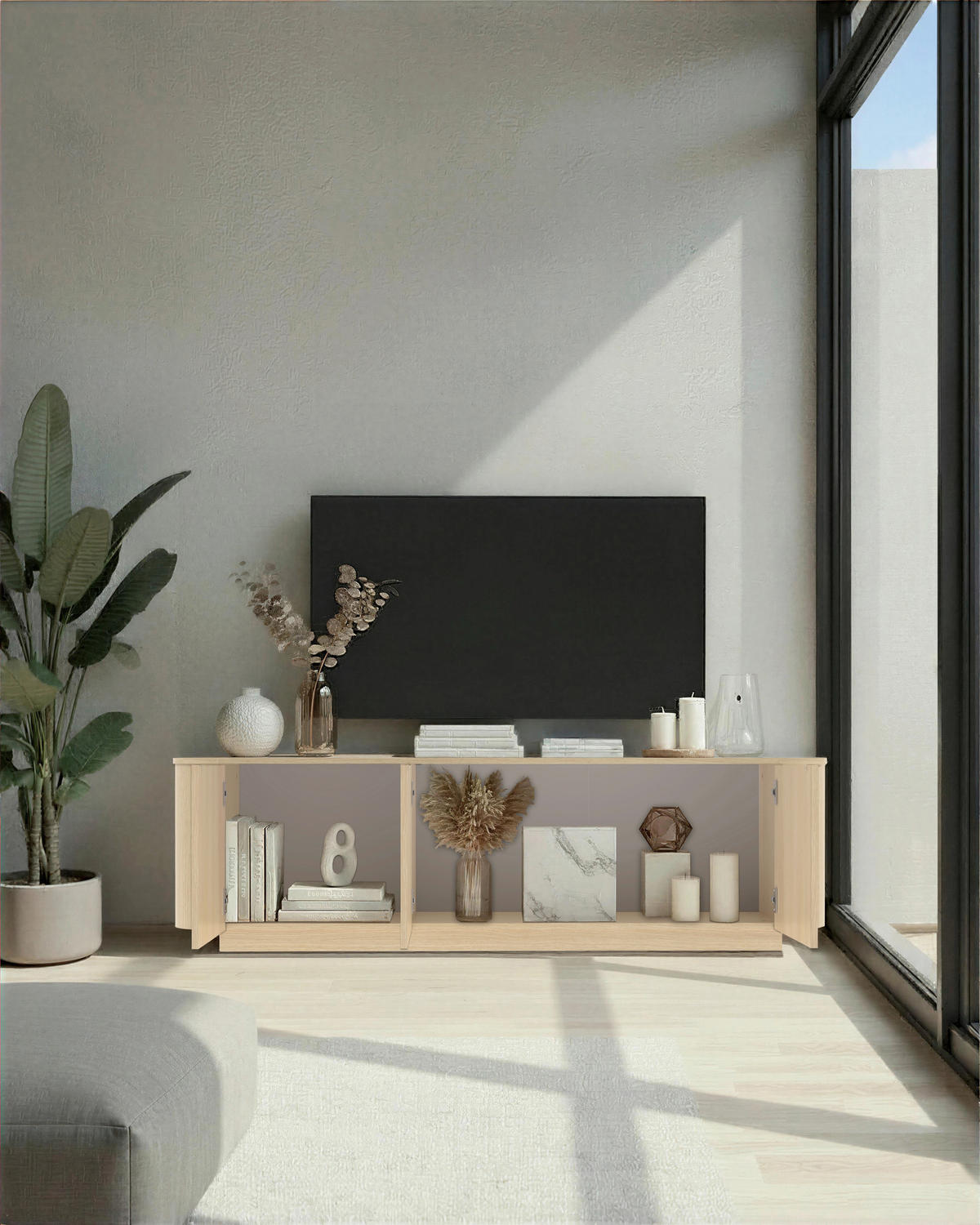 LOWBOARD  in 181/53/43 cm  - Eichefarben/Beigebraun, Design, Holzwerkstoff/Metall (181/53/43cm) - MID.YOU