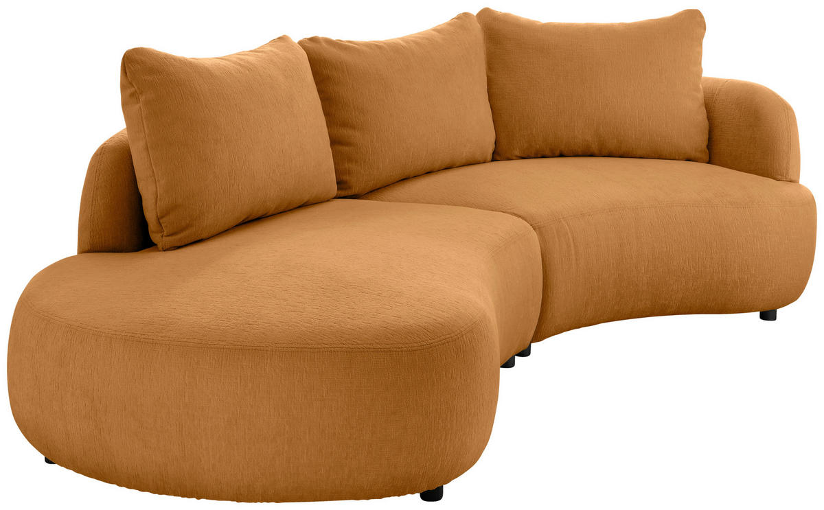 ECKSOFA in Mikrofaser Goldfarben  - Goldfarben/Schwarz, Modern, Kunststoff/Textil (250/139cm) - Livetastic