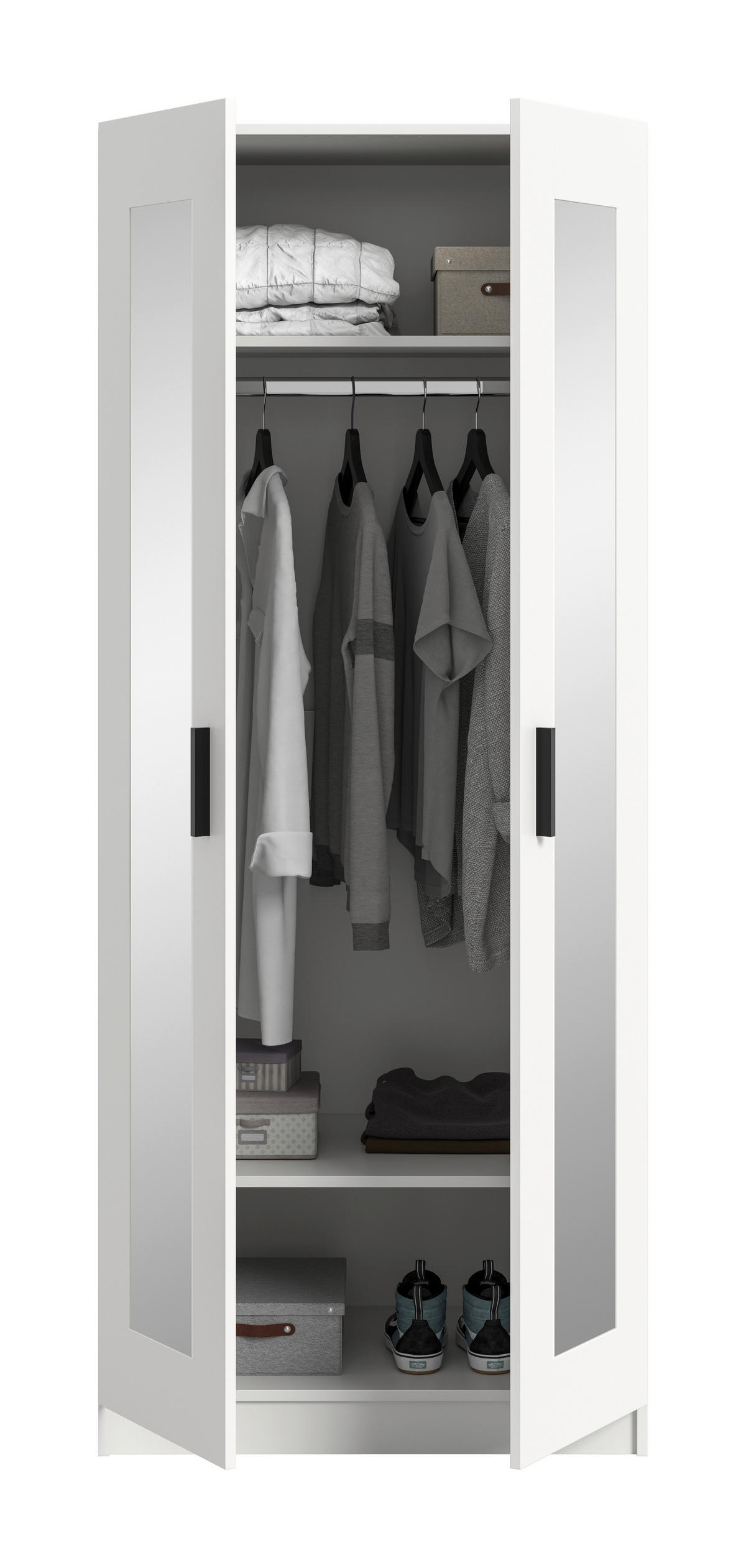 DREHTÜRENSCHRANK  in Weiß  - Schwarz/Weiß, ROMANTIK / LANDHAUS, Holzwerkstoff/Kunststoff (80/195/56cm) - Livetastic