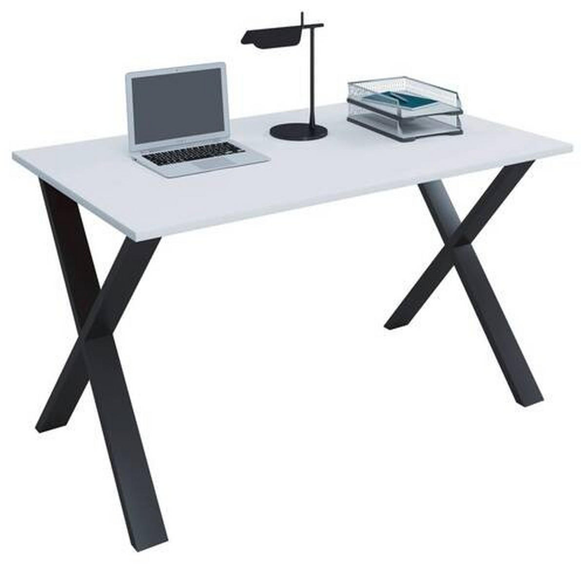 SCHREIBTISCH 140/80/76 cm  in Schwarz, Weiss  - Weiss/Schwarz, Modern, Holzwerkstoff/Metall (140/80/76cm) - MID.YOU