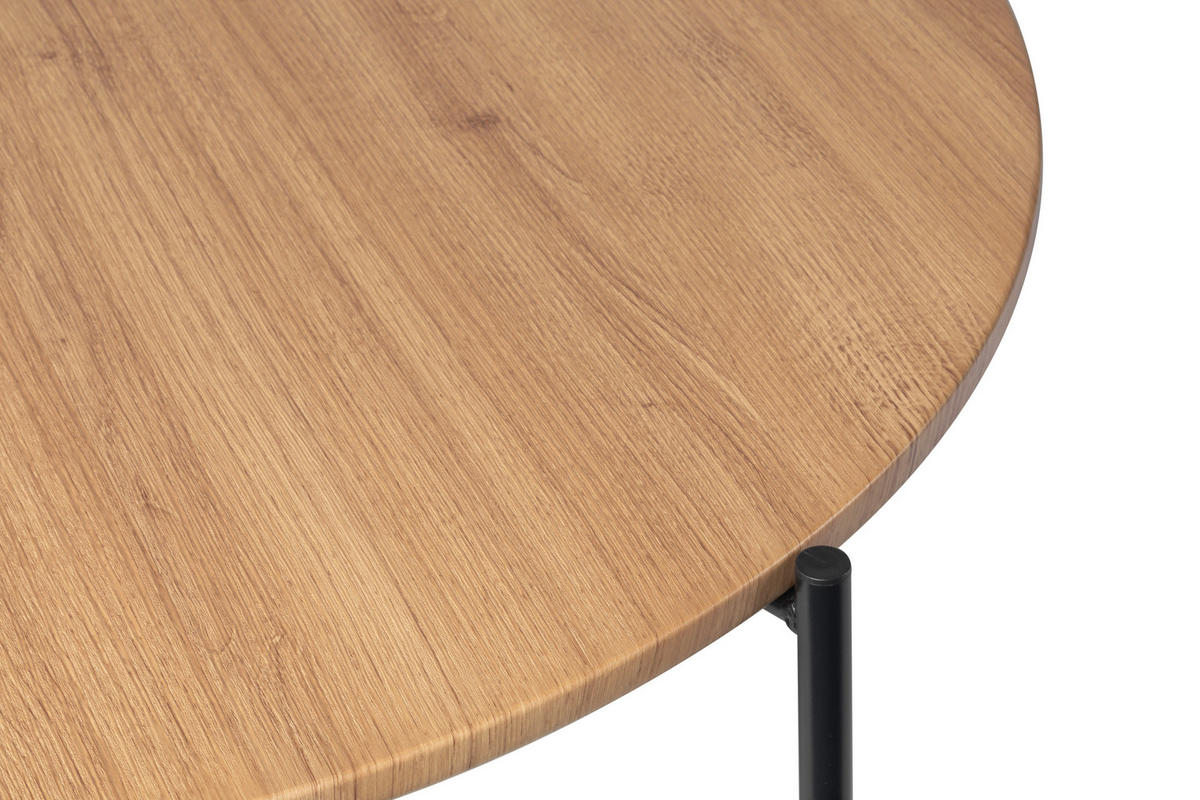 COUCHTISCH Walnuss furniert rund Schwarz, Eichefarben  - Eichefarben/Schwarz, Design, Holz/Holzwerkstoff (83/40cm) - MID.YOU