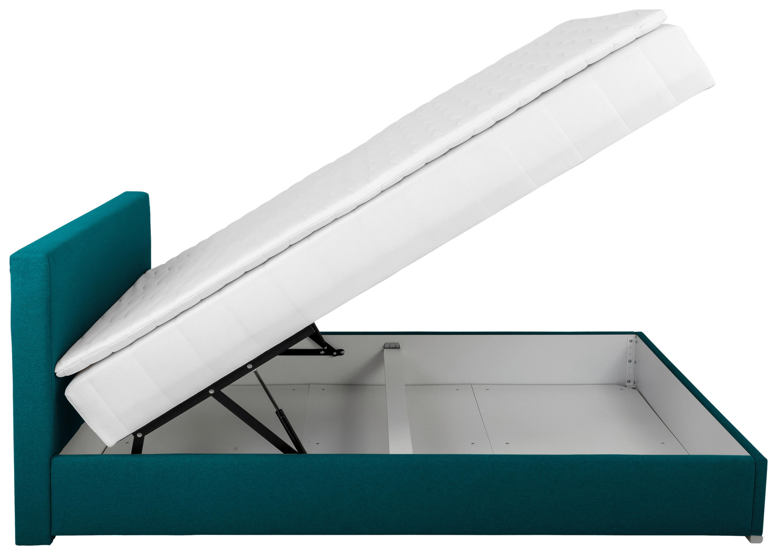 POLSTERBETT Bettkasten, Topper 140/200 cm  in Petrol  - Chromfarben/Petrol, KONVENTIONELL, Holz/Kunststoff (140/200cm) - MID.YOU
