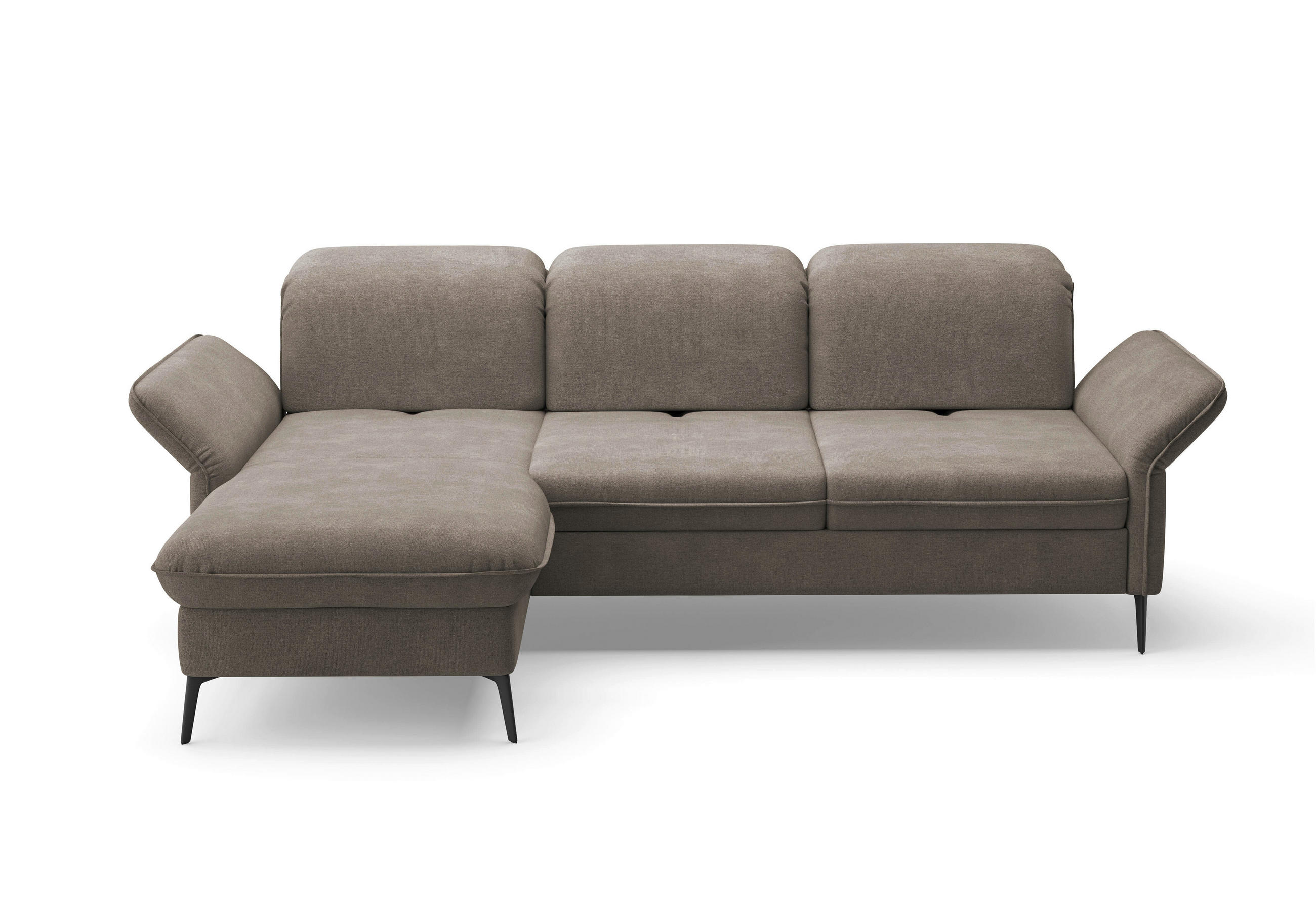 ECKSOFA in Flachgewebe Schlammfarben  198/264 cm  - Schlammfarben/Schwarz, KONVENTIONELL, Textil/Metall (198/264cm) - Sit & More