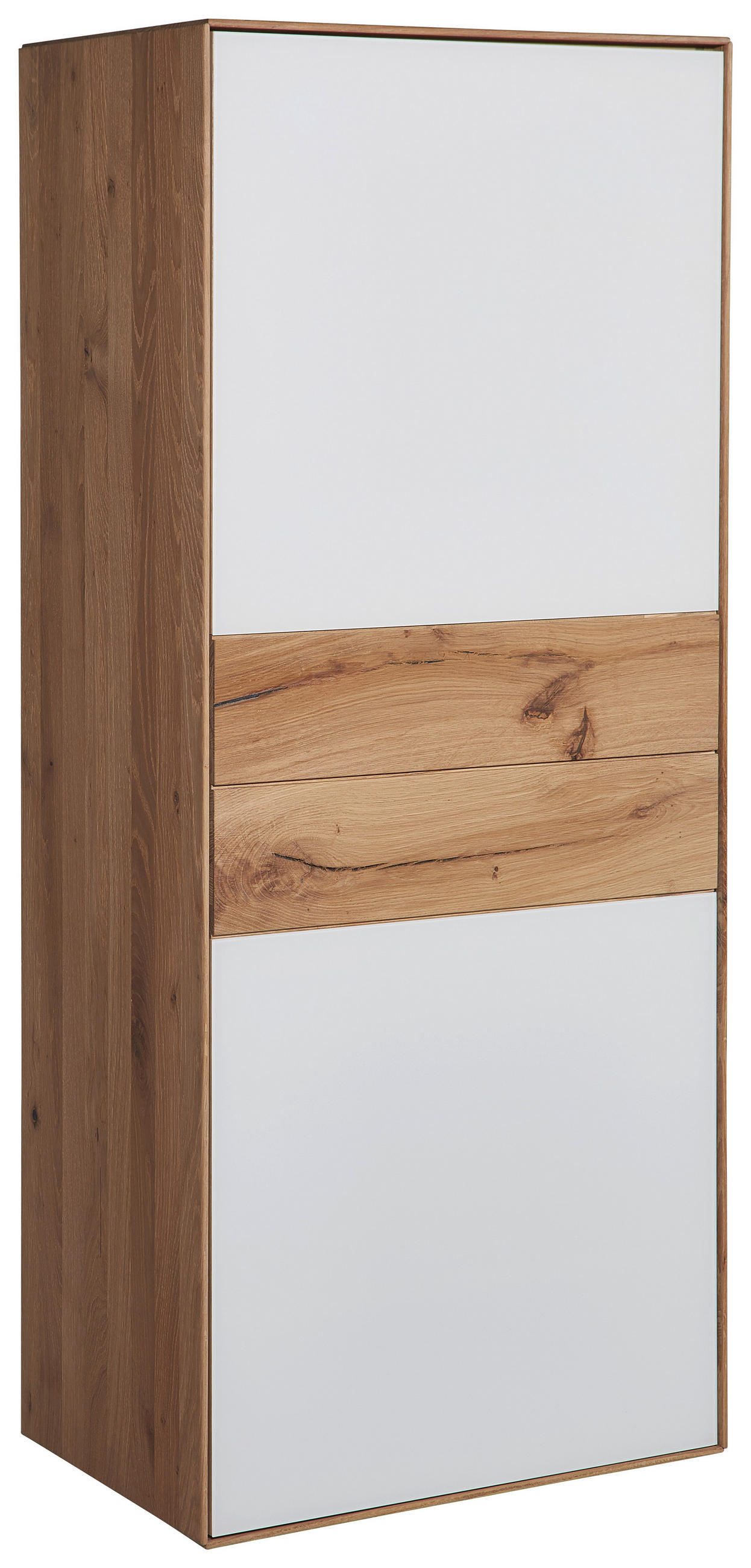 HIGHBOARD Weiss, Eichefarben  62/148/40 cm  - Weiss/Eichefarben, Design, Glas/Holz (62/148/40cm) - Valnatura