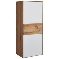 HIGHBOARD Weiss, Eichefarben  62/148/40 cm  - Weiss/Eichefarben, Design, Glas/Holz (62/148/40cm) - Valnatura