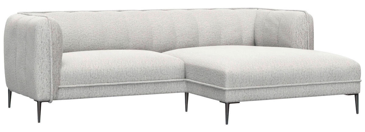 ECKSOFA Hellgrau Webstoff, Flachgewebe, Chenille  - Hellgrau/Schwarz, Design, Holz/Textil (211/149cm) - Livetastic