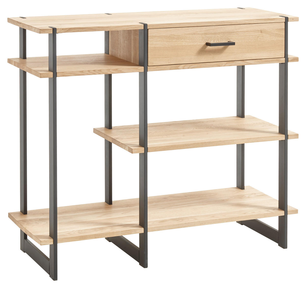 KONSOLENTISCH in Holz, Metall 110/93,5/40 cm    - Eichefarben/Schwarz, Natur, Holz/Metall (110/93,5/40cm) - Livetastic