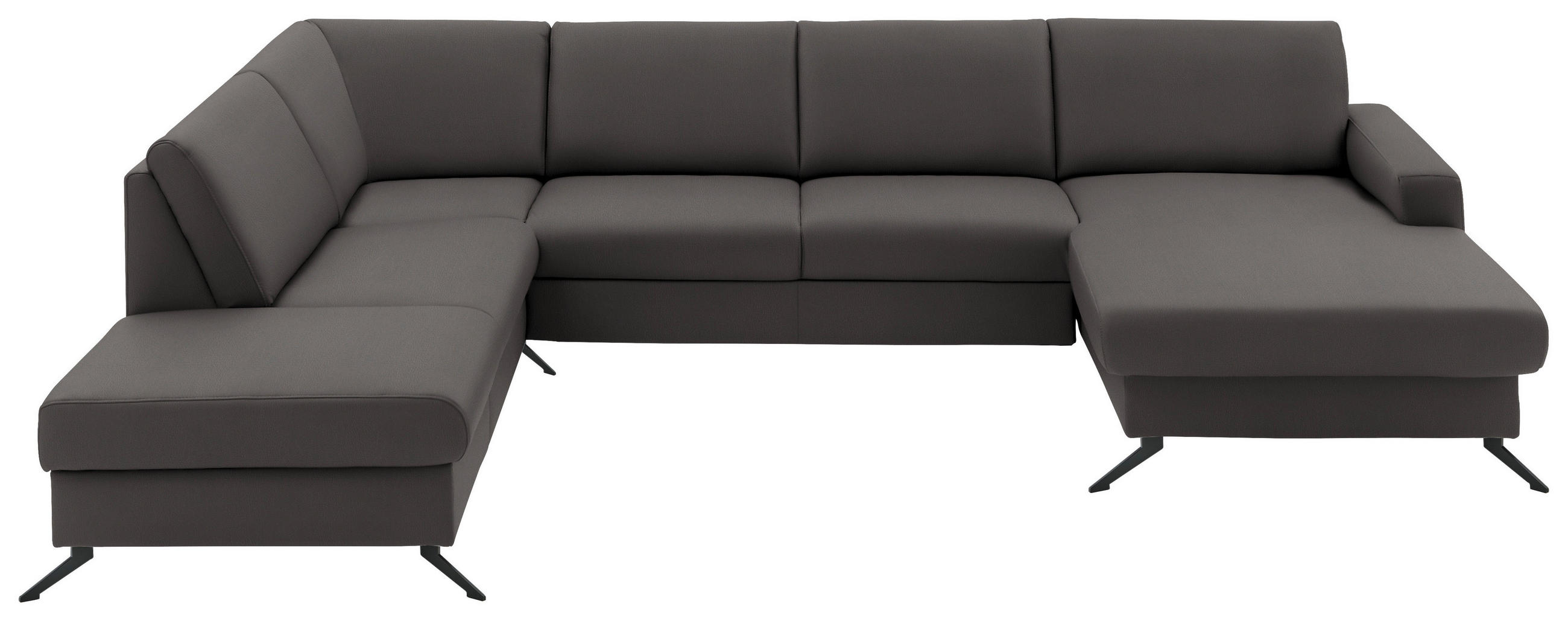 WOHNLANDSCHAFT in Echtleder Dunkelgrau  - Dunkelgrau/Schwarz, Design, Leder/Metall (233/339/165cm) - Beldomo Premium
