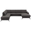 WOHNLANDSCHAFT in Echtleder Dunkelgrau  - Dunkelgrau/Schwarz, Design, Leder/Metall (233/339/165cm) - Beldomo Premium