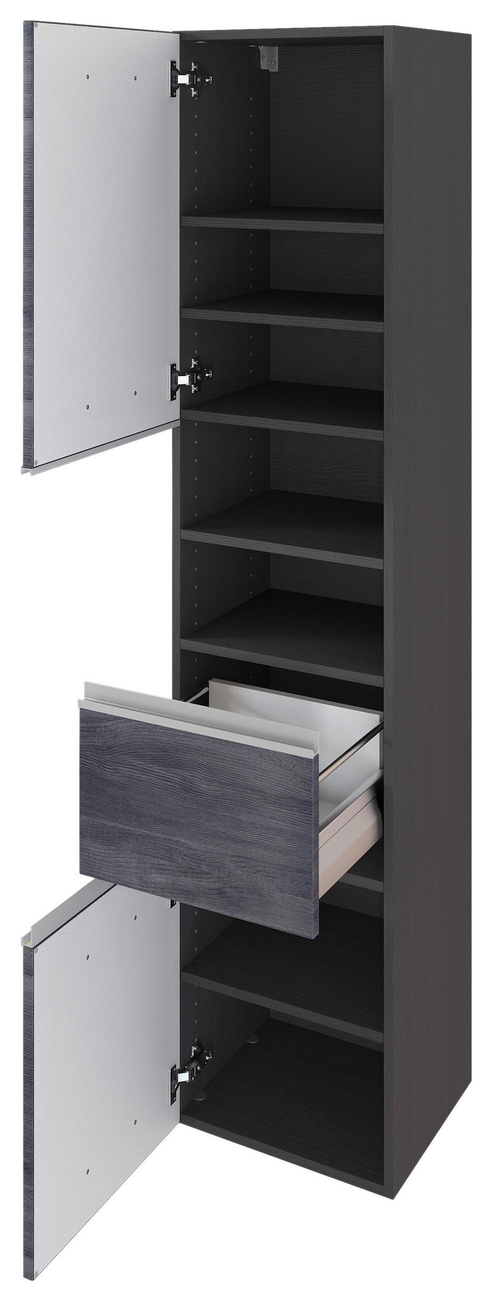 HOCHSCHRANK 40/180/35 cm  - Silberfarben/Alufarben, Basics, Holzwerkstoff/Kunststoff (40/180/35cm) - Held