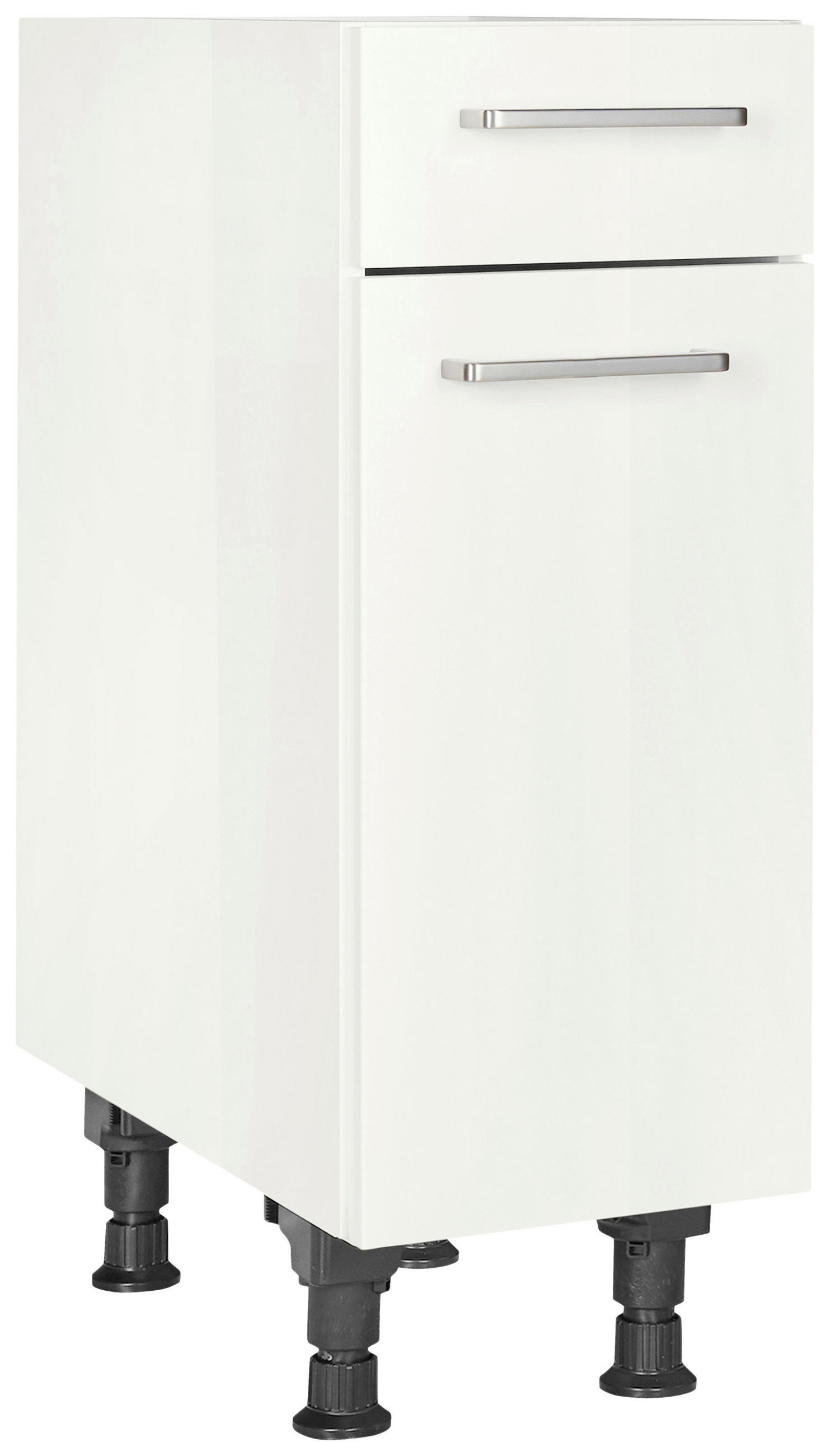 SCHUBKASTENUNTERSCHRANK 30/87/56 cm in Weiß Hochglanz - Edelstahlfarben/Weiß Hochglanz, MODERN, Holzwerkstoff/Metall (30/87/56cm) - Nobilia
