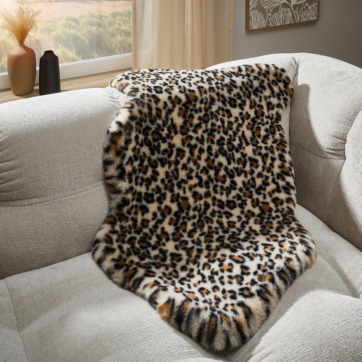 KUNSTFELL 60/90 cm  - Beige, Trend, Leder/Textil (60/90cm) - Novel
