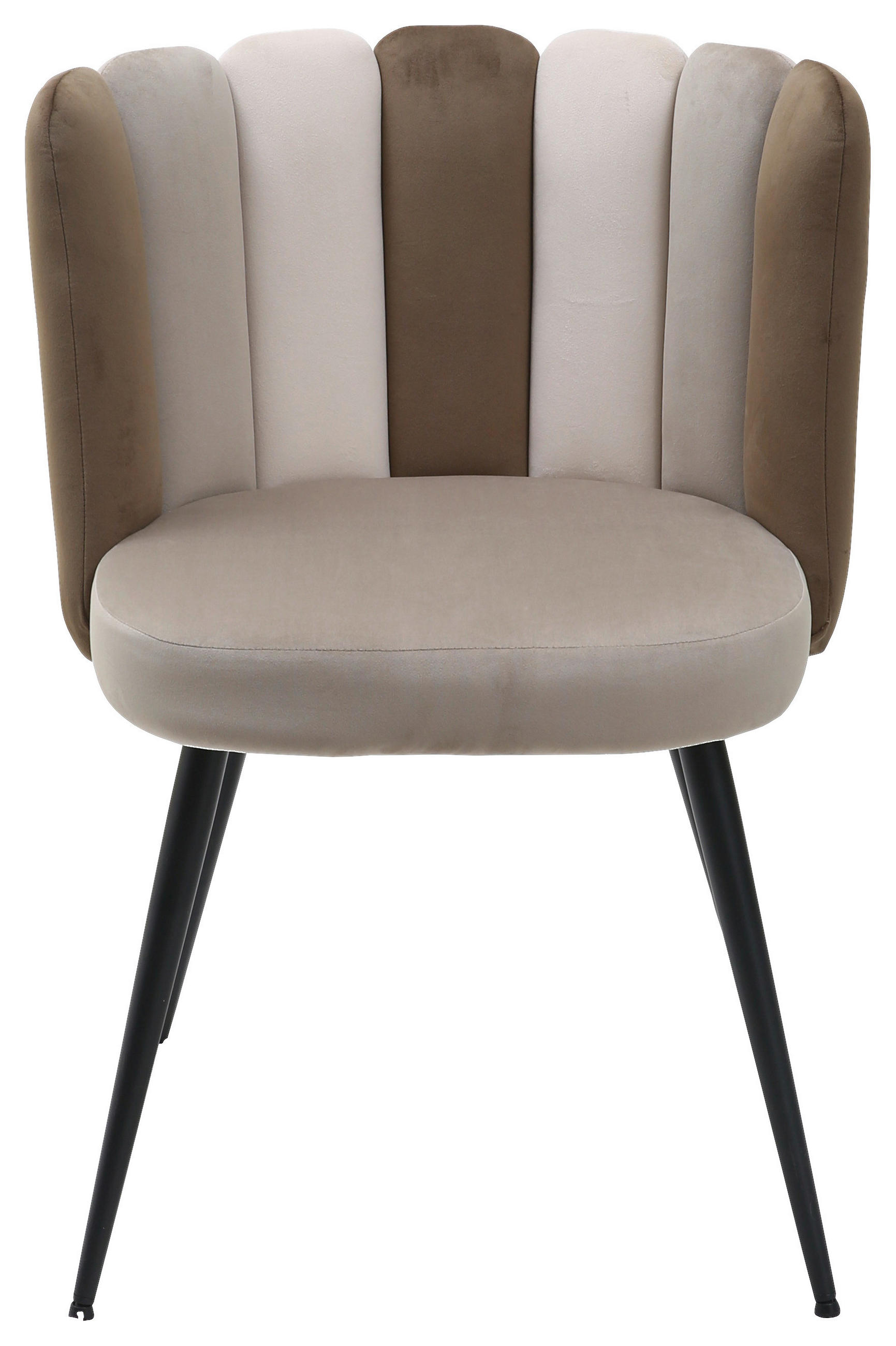 STUHL Samt Braun, Beige  - Beige/Schwarz, Design, Textil/Metall (58,5/79/55,5cm) - home24
