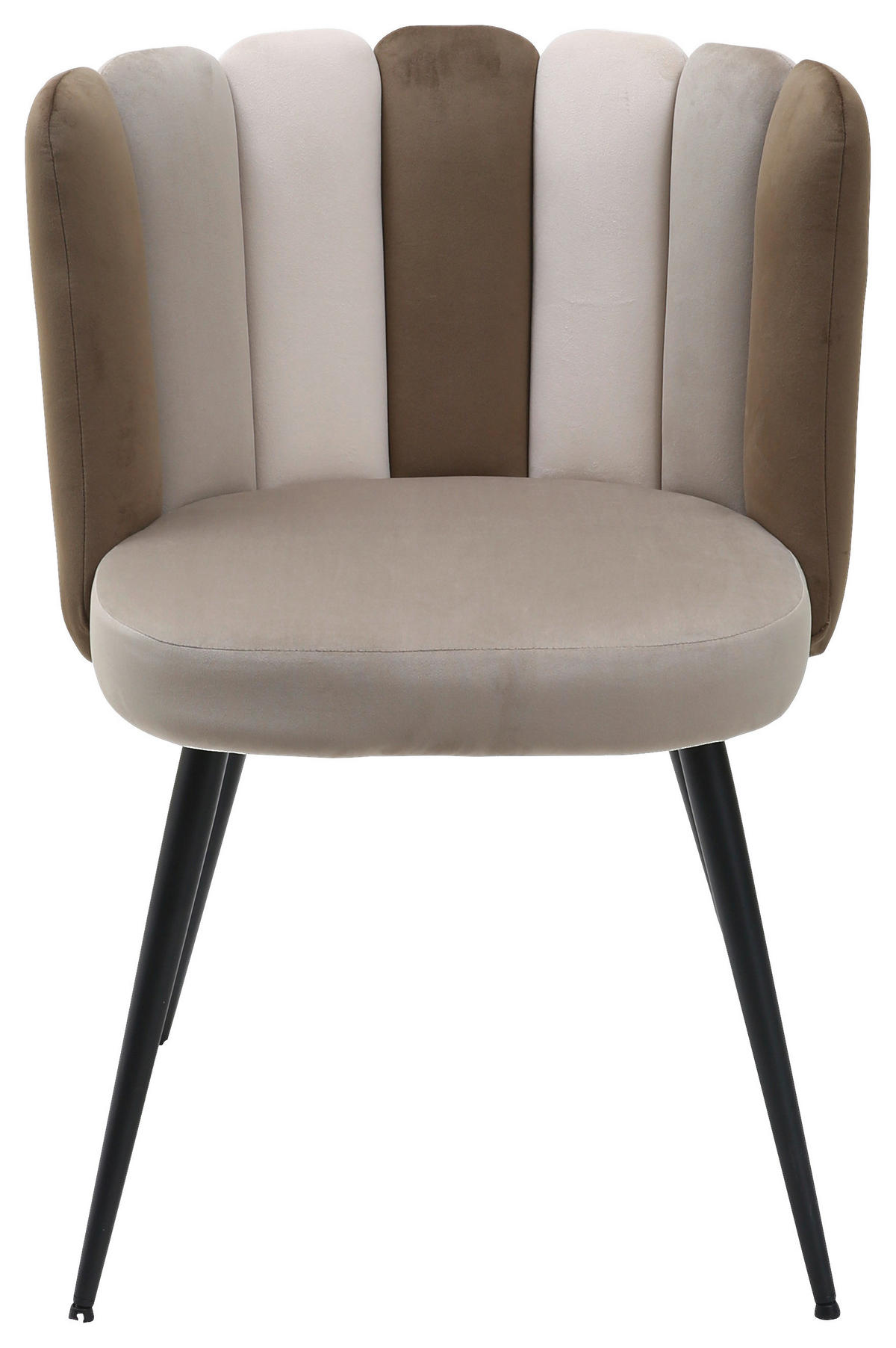 STUHL Samt Braun, Beige  - Beige/Schwarz, Design, Textil/Metall (58,5/79/55,5cm) - home24