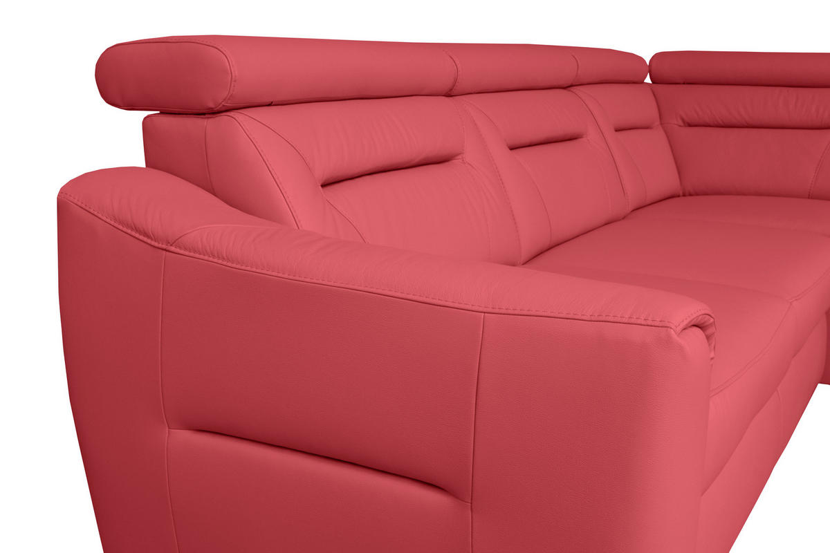ECKSOFA  in Lederlook Echtleder Rot  - Wengefarben/Rot, Design, Leder/Holz (212/260cm) - Celina Home