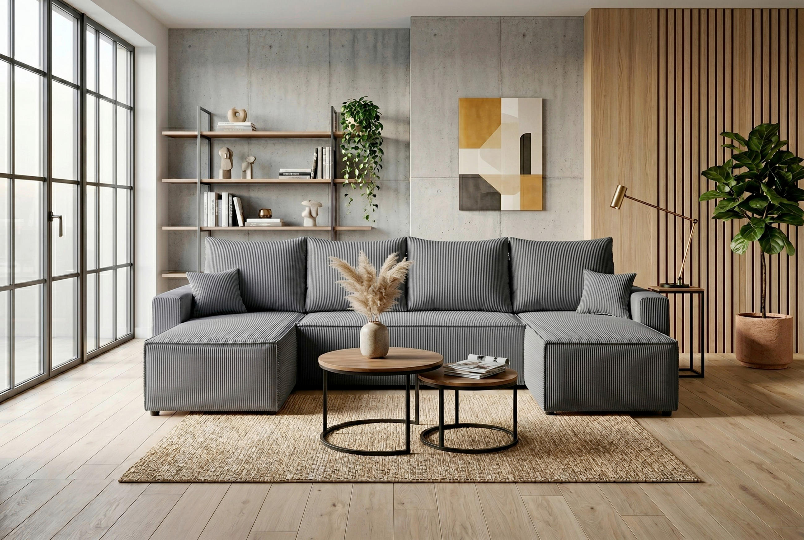 WOHNLANDSCHAFT nicht einzeln stellbar  SONJA-U Anthrazit  - Anthrazit/Schwarz, Design, Kunststoff/Textil (300/85/145cm) - P & B